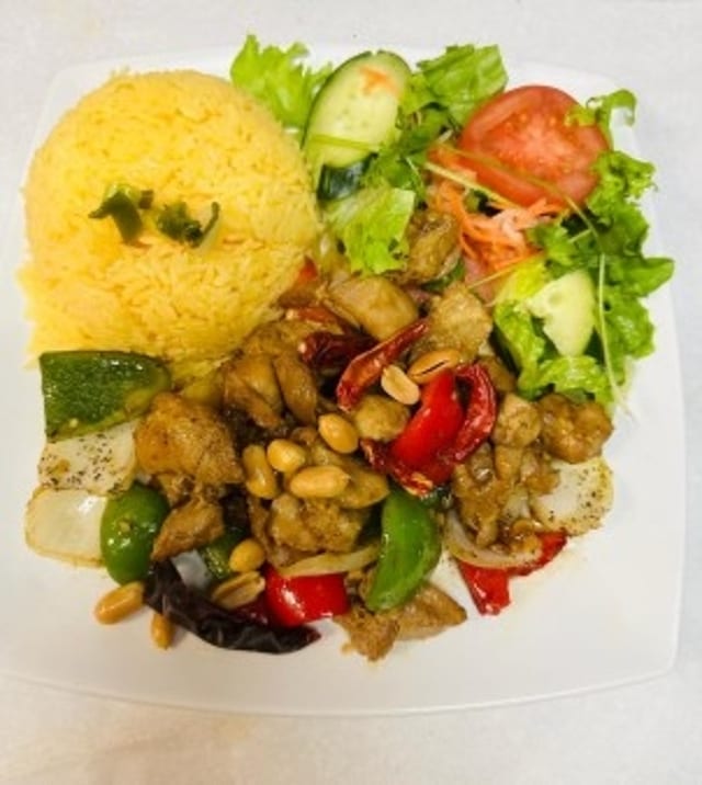 Kung Pao Chicken Rice.